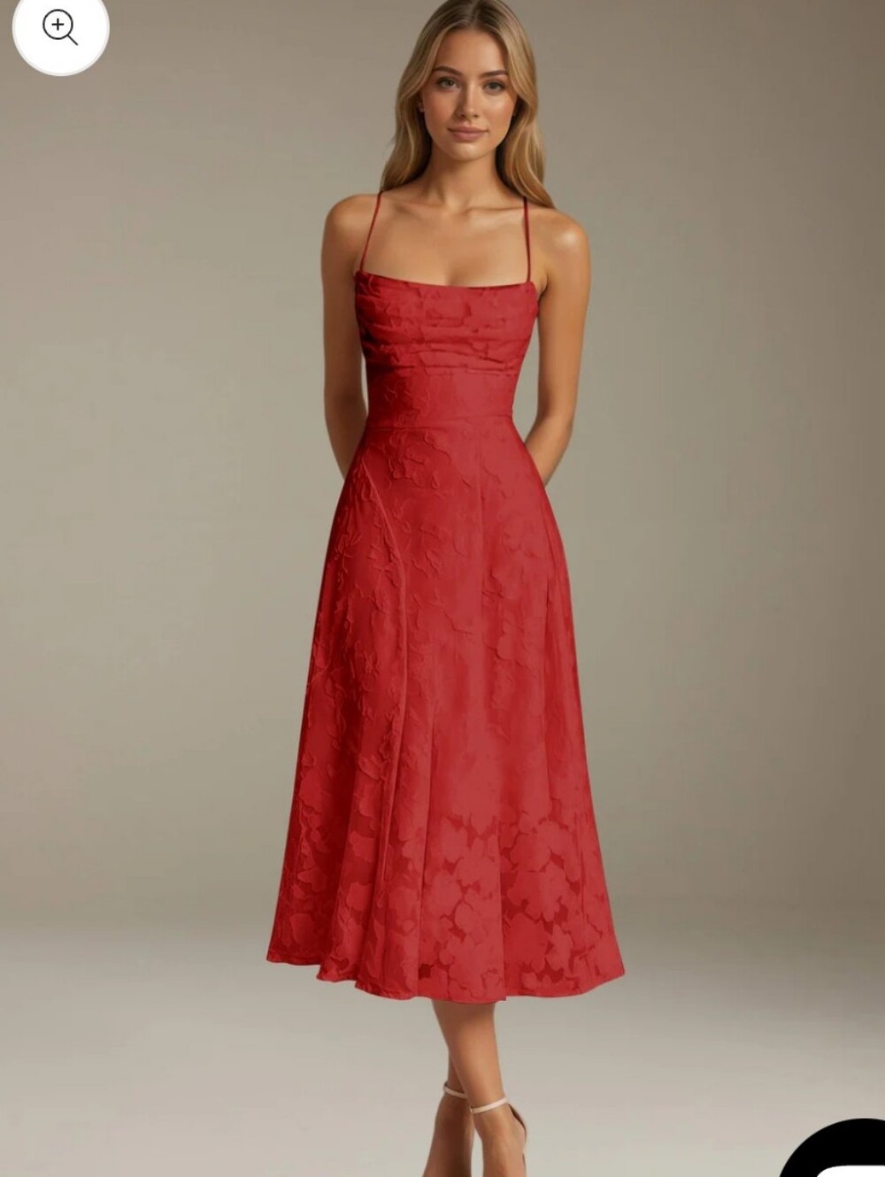 MOLLYEVERS Red Spaghetti-Strap Midi Dress